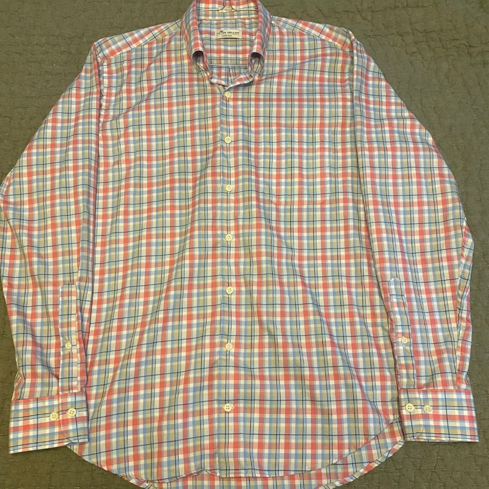 Peter Millar Crown Ease Men's Large Sport Shirt Multi-Color